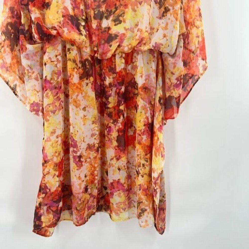 Thalia Sodi floral dress size L kaftan orange - Picture 4 of 8